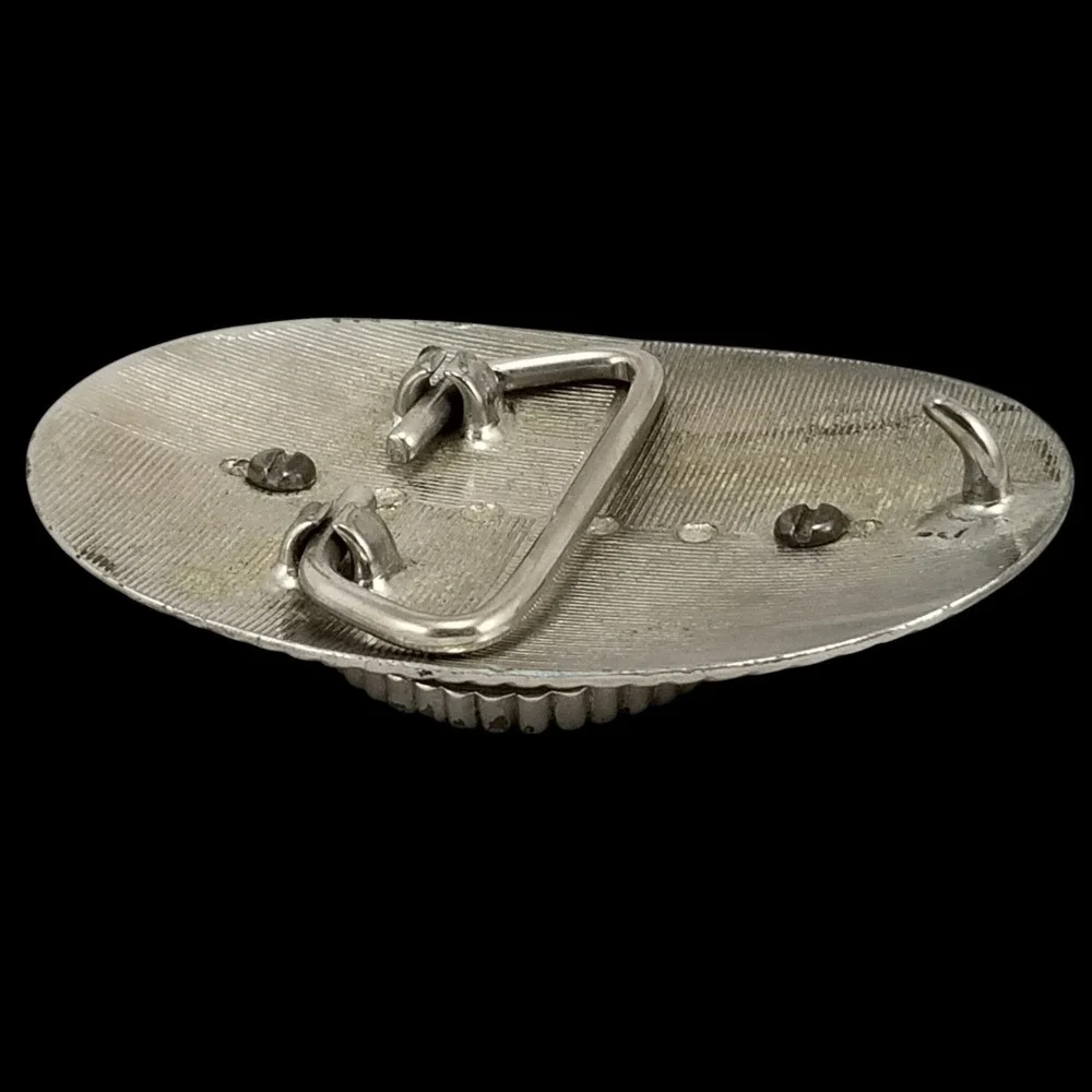 Western Cowboy Horse Head Oval Belt Buckle Silver Tone Ornate Engraved‎